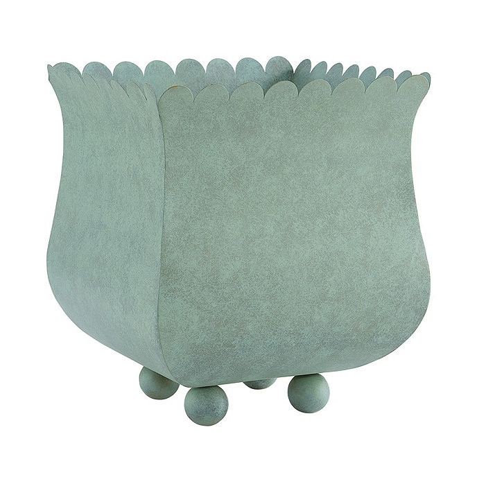 Scalloped Edge Square Metal Planter Box in Verdigris | Ballard Designs, Inc.