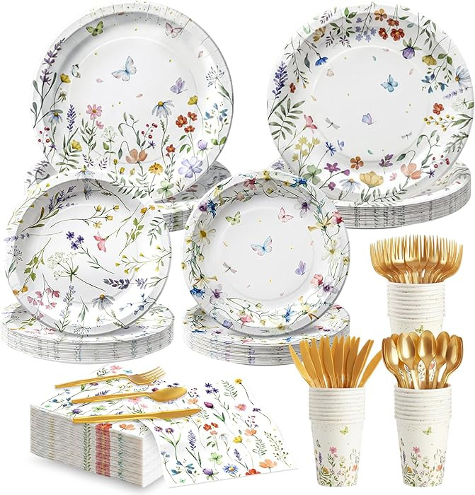 Wildflower Party Decorations Plates and Napkins for 20 Guests, Mother's Day Floral Paper Plates W... | Amazon (US)