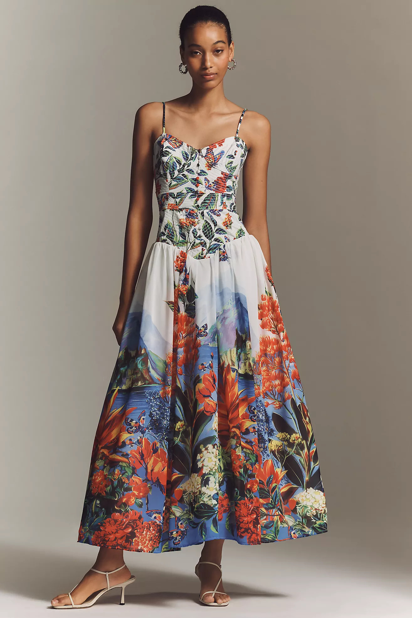 The Muse Basque-Waist Midi Dress | Anthropologie (US)