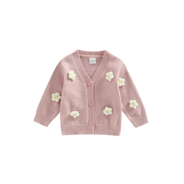 Musuos Baby Girl Cardigan Long Sleeve Floral Button Knit Sweater Jacket Coat Tops | Walmart (US)