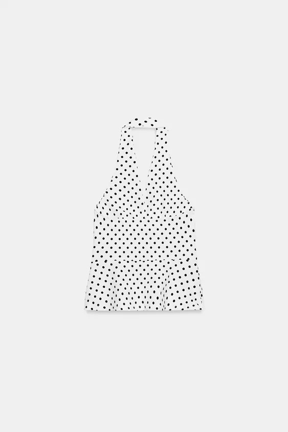 POLKA DOT STRETCH HALTER TOP | Zara US