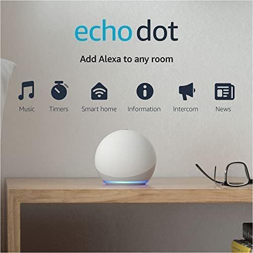 Echo Dot (4th Gen) | Sleek design with full sound, Bluetooth, and Alexa | Glacier White | Amazon (US)