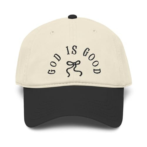 Deyaidy Jesus God is Good Bow Hat Women Christian Faith Religious Hats Embroidered Adjustable Cotton Baseball Cap(White Black) | Amazon (US)