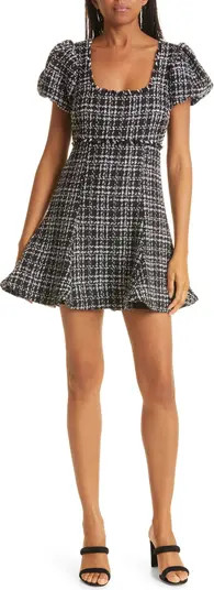 Alessandra Puff Sleeve Tweed Fit & Flare Dress | Nordstrom