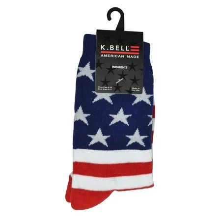 K. Bell Womens American Flag Crew Socks, 61793, 9-11, Red/White/Blue | Walmart (US)
