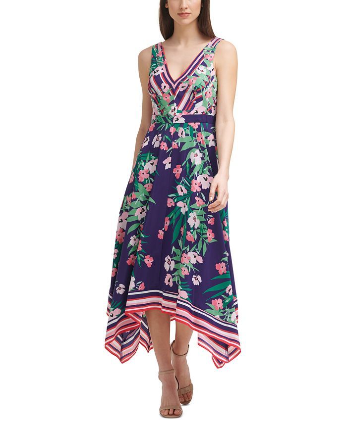 Floral-Print Handkerchief-Hem Dress | Macys (US)