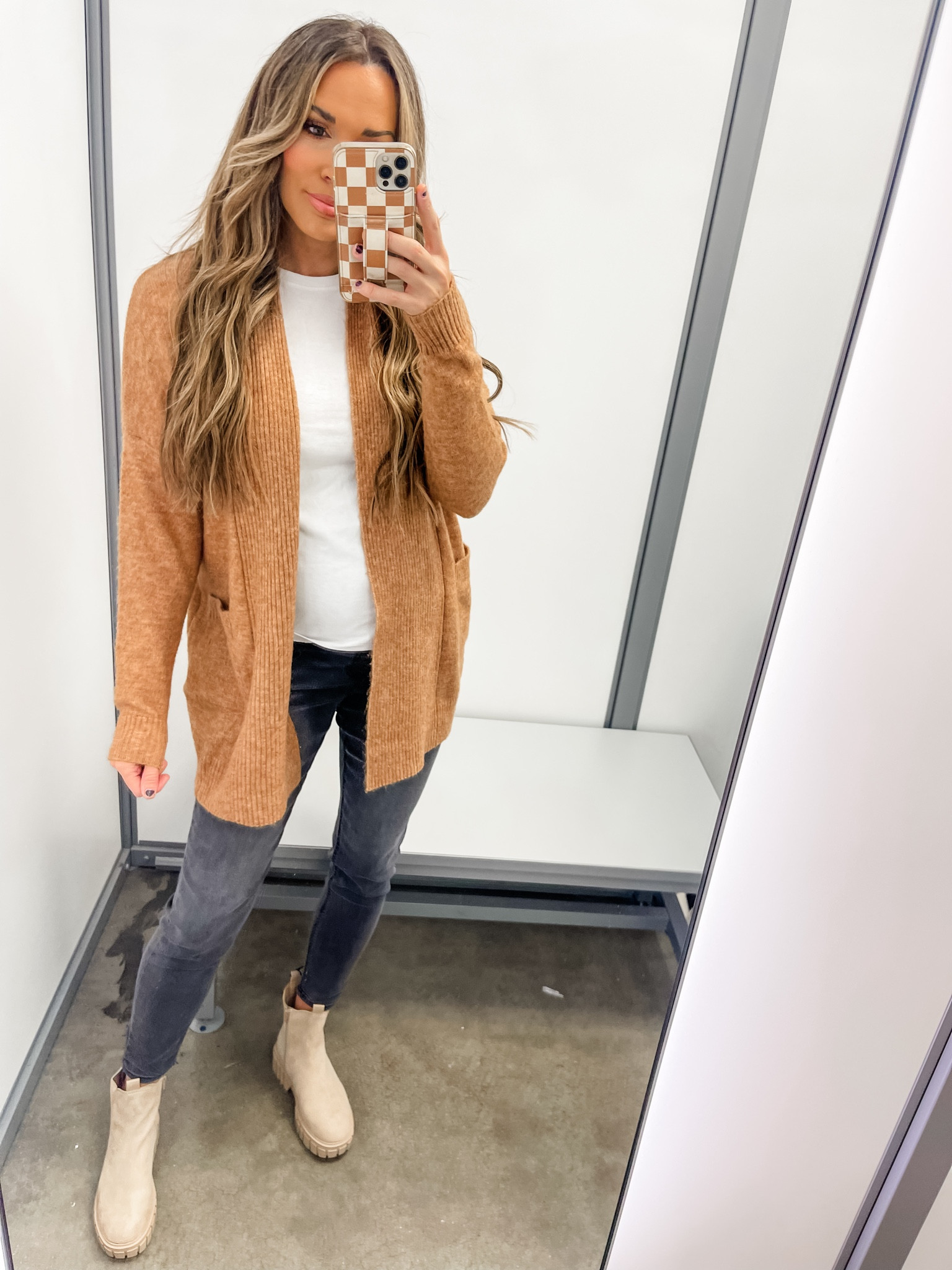 Size small in this cardigan
Maternity jeans size small

#LTKfindsunder50 #LTKstyletip #LTKbump