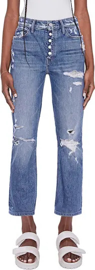 The Dazzler Ripped Exposed Button Ankle Straight Leg Jeans | Nordstrom
