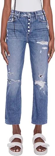 The Dazzler Ripped Exposed Button Ankle Straight Leg Jeans | Nordstrom