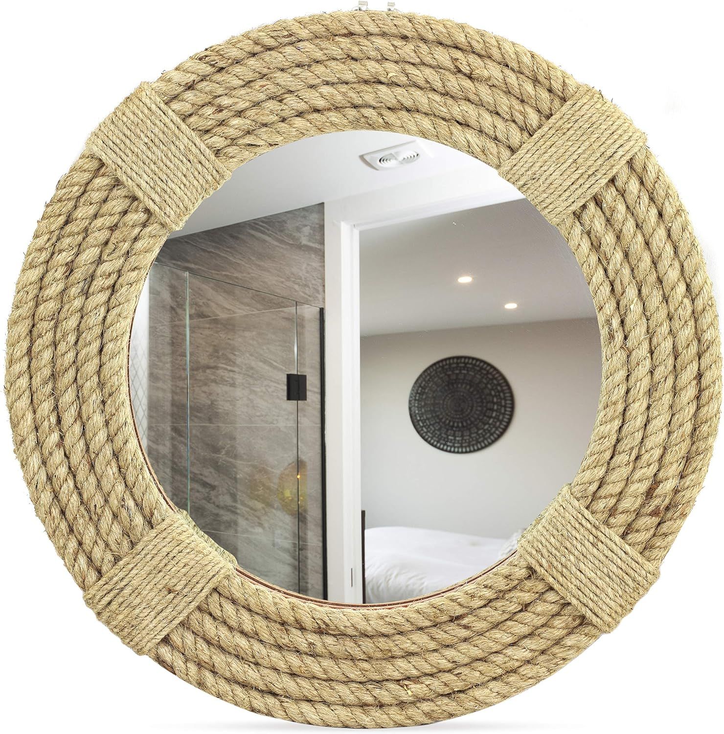 Twisted Rope Round Decorative Mirrors - Rope Accentuated Mirror | Maritime Sailor's Decor Gifts |... | Amazon (US)