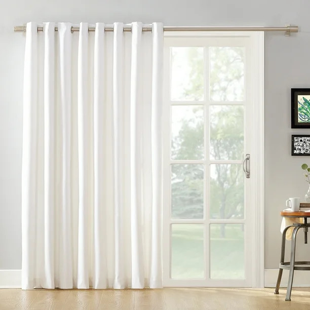 Mainstays Sliding Glass Door Thermal Lined Room Darkening Grommet Curtain Panel, White - Walmart.... | Walmart (US)