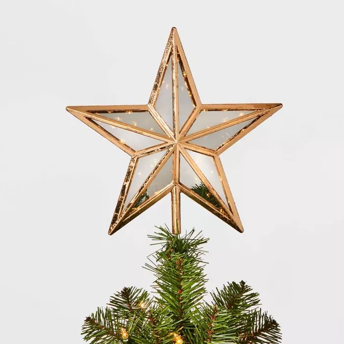 12.75in 30 Light Glass Panel Star Tree Topper Gold - Wondershop™ | Target