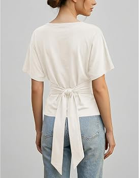 SeeLuNa Women Cinched Waist Shirts Stretchy Dolman Sleeve Boat Neck Knit Top Trendy Streetwear Ou... | Amazon (US)