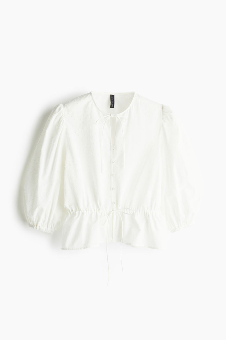 Puff-Sleeved Cotton Blouse | H&M (US + CA)