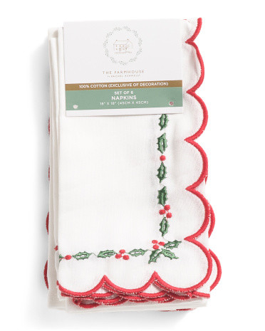 Set Of 6 Scalloped Embroidered Napkin | TJ Maxx