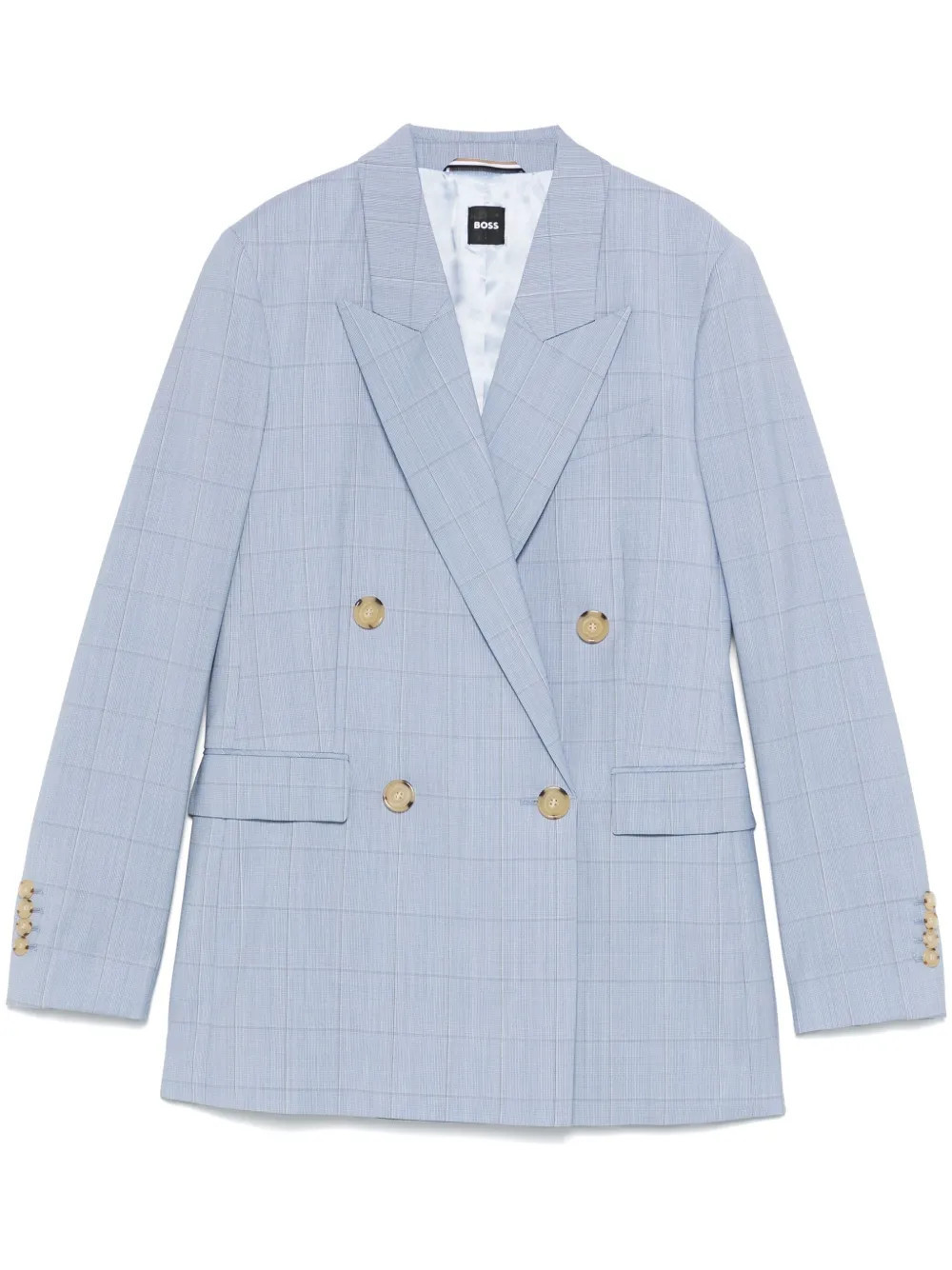 BOSS checked wool blazer - Blue | Farfetch Global