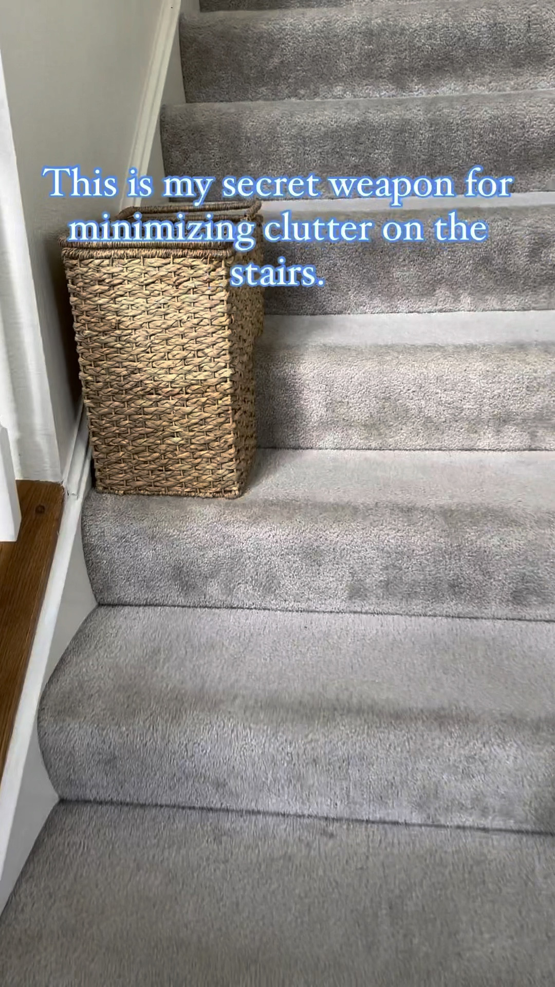 So simple but looks a million times nicer than stairs covered in books, toys and other things that need to go upstairs, right? 

I’ve rounded up a few different styles so if rattan isn’t your style, you have other options as well. 

Let me know if this will help you! I know we always have books and random items marinating on the stairs that need to get taken up and this makes it that much easier. 💗

#LTKVideo #LTKFamily #LTKHome