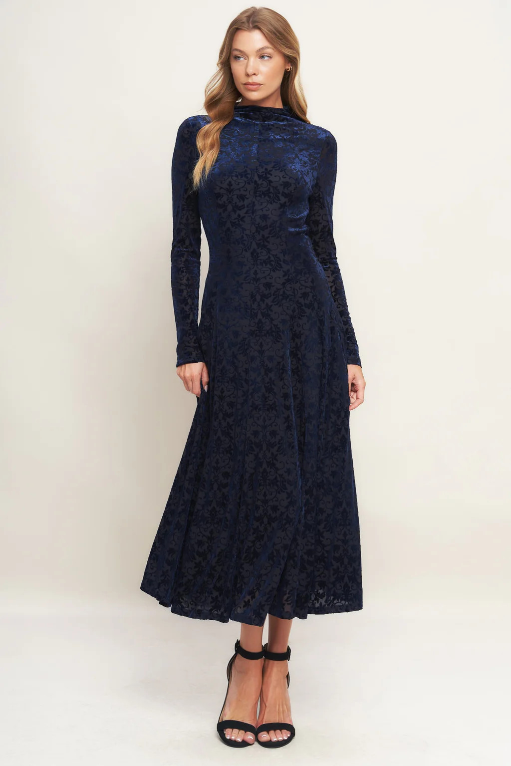 VELVET GALAXY CHARM MIDI DRESS - NAVY | Lady Black Tie