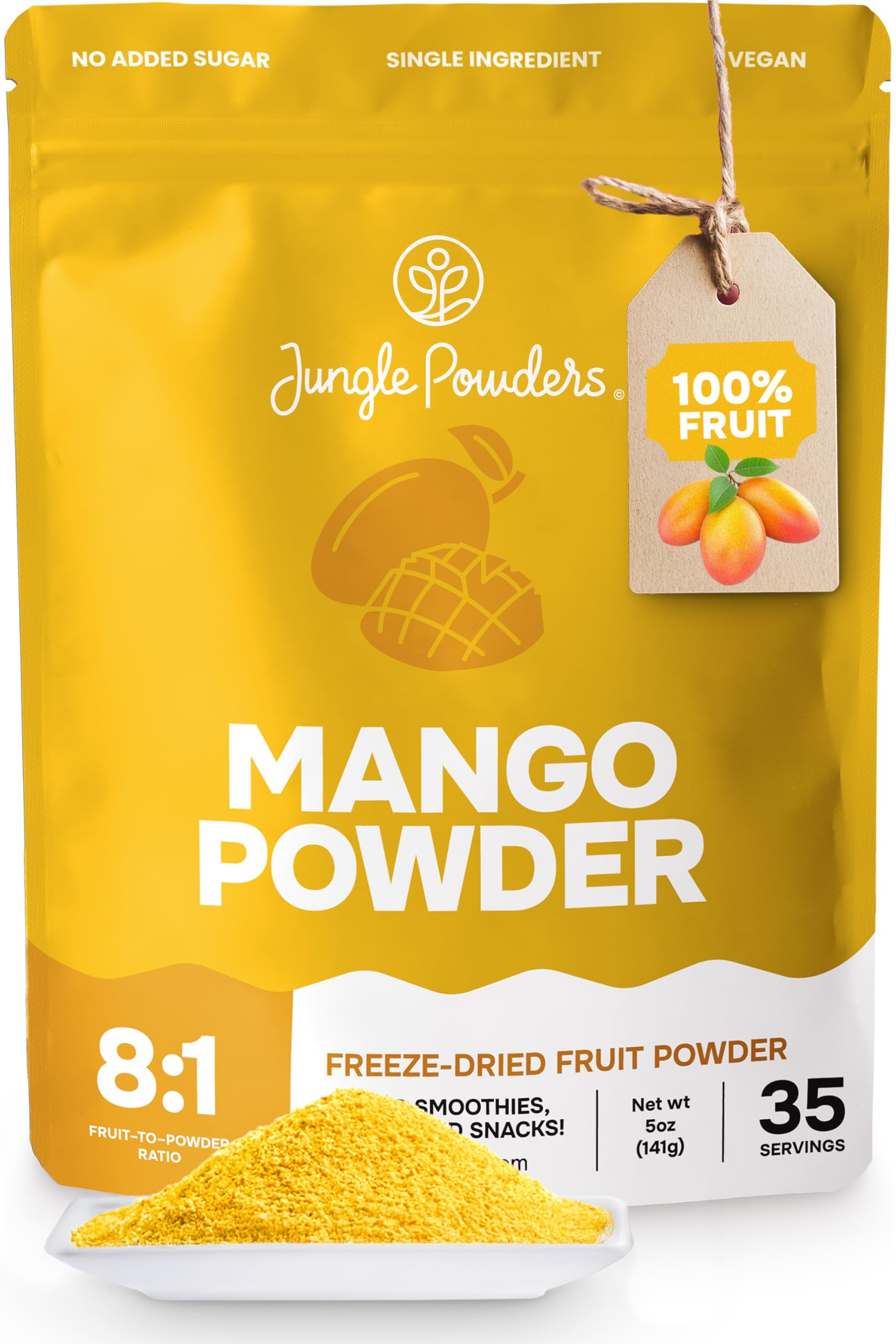 Jungle Powders Freeze Dried Mango Powder 5 Ounce Bag, Mango Extract For Baking No Sugar Added Dry... | Amazon (US)