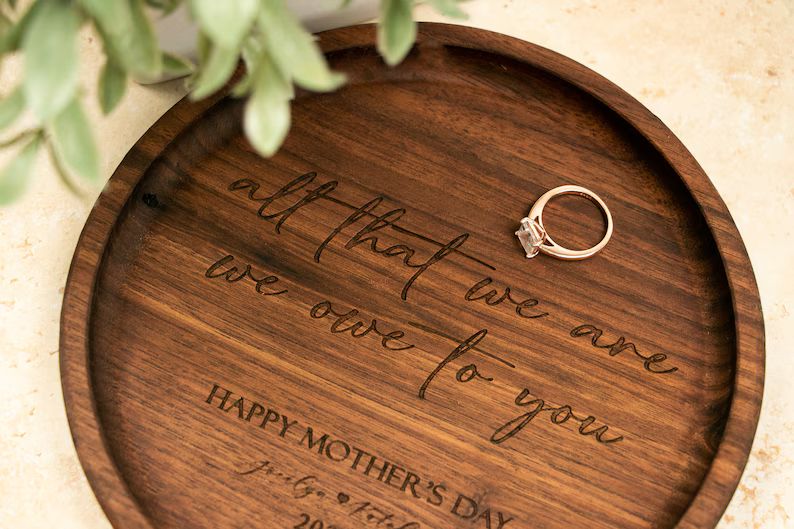 BEST Mothers Day Gift Ideas / Personalized Wooden Ring Tray Gift for Mom / Engraved with Your Cus... | Etsy (US)