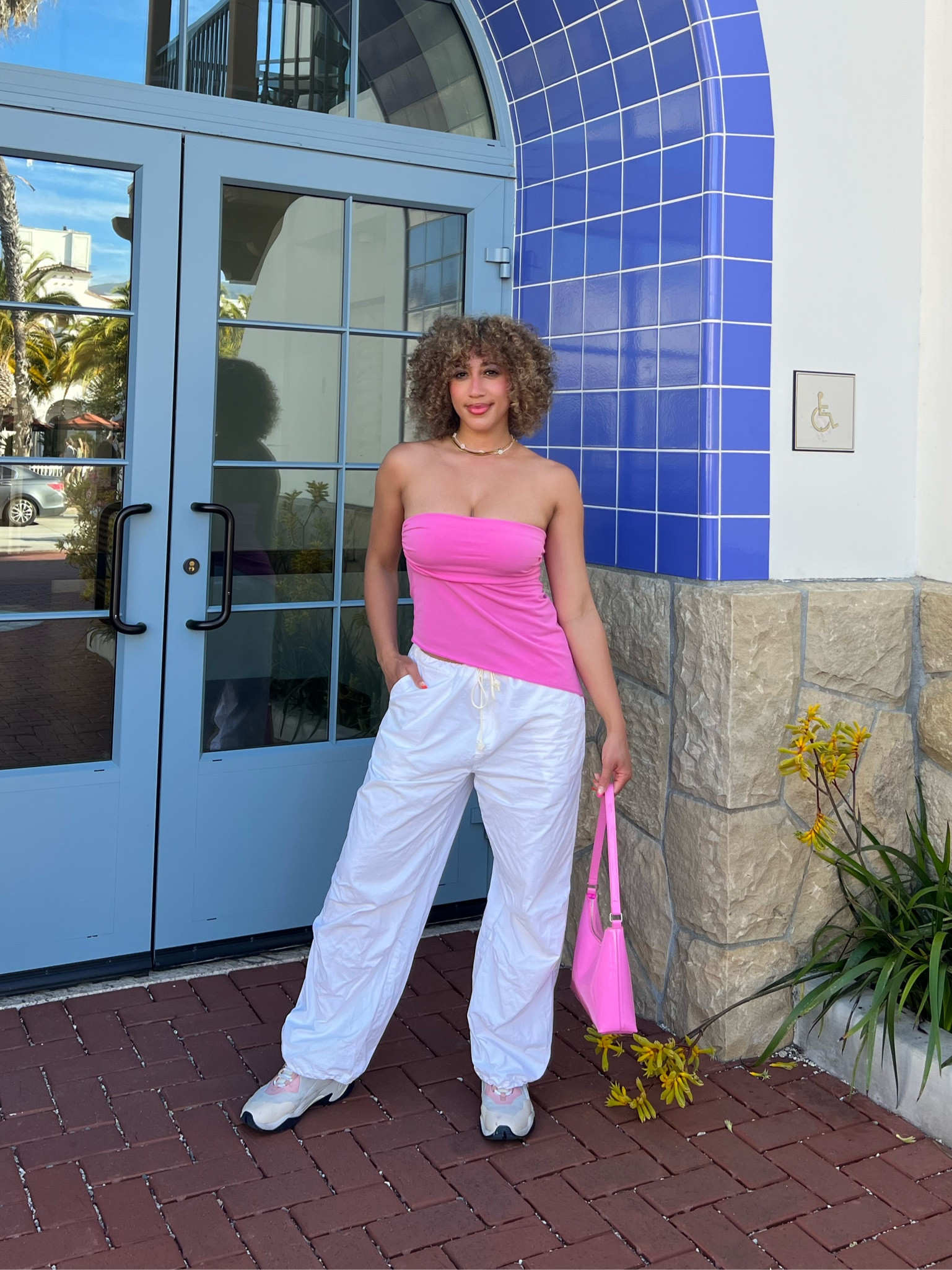 casual everyday summer outfit pt 2!! love this one I’ve worn it a bunch :) pants are in my Amazon storefront!

casual summer outfits, cute summer outfit ideas, colorful aesthetic, tube top outfits, parachute pants for summer, chunky sneakers, pink outfit pieces, pink aesthetic outfits