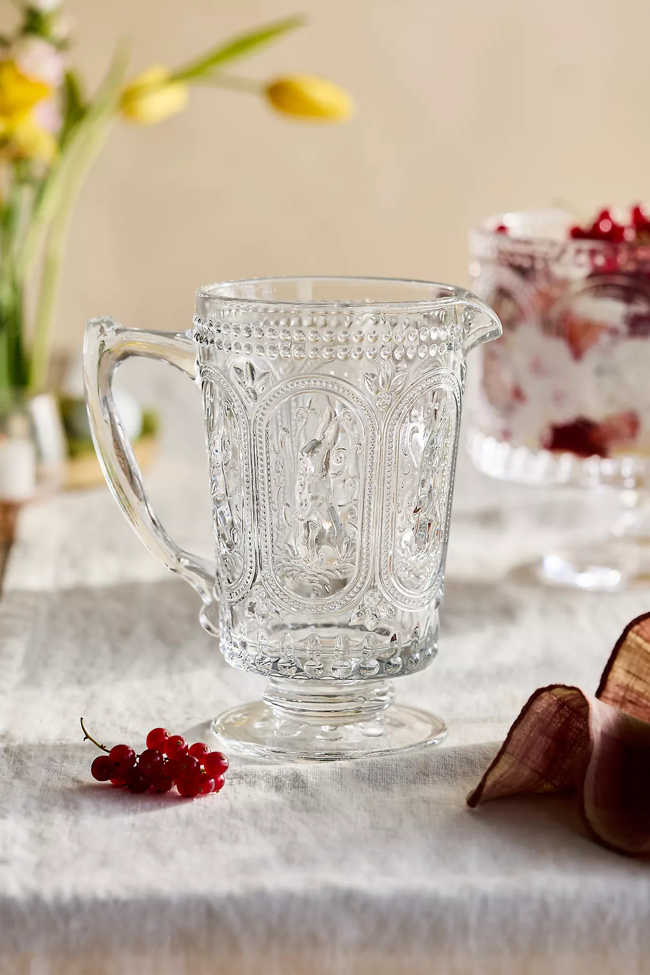 Embossed Bunny Glass Pitcher | Terrain