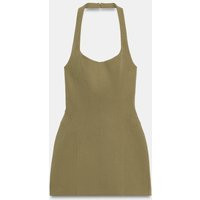 Zara - Short Halter Dress - Light Khaki - M - Woman | Zara US