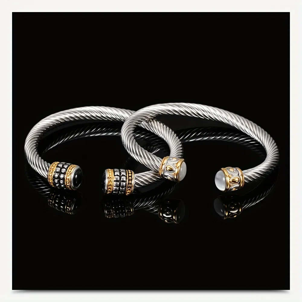 1pc Retro Titanium Steel Golden Silver Bangle Bracelet For Men Women Party Favors Birthday Gift | Temu Affiliate Program