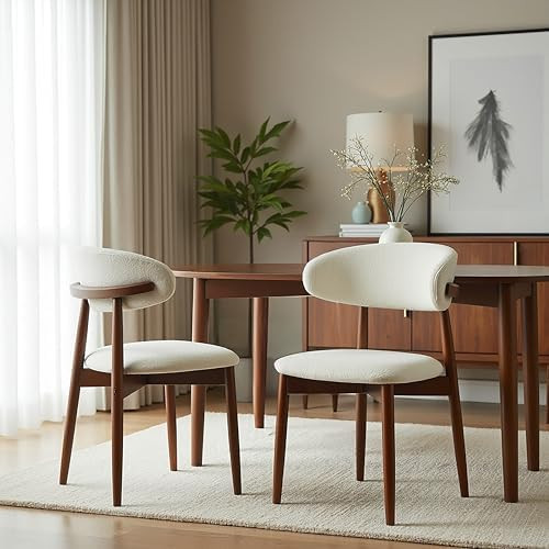 Aykah Aires Boucle Dining Chairs Set of 2, Modern Fabric Upholstered Kitchen Side Chairs, Farmhou... | Amazon (CA)