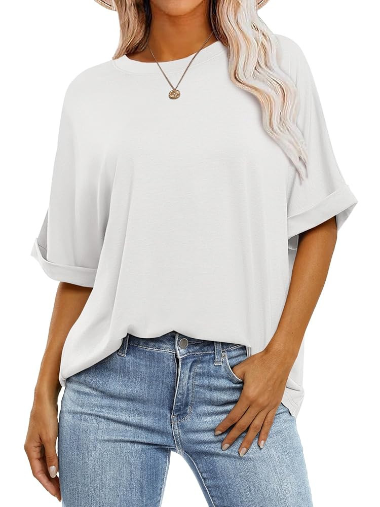 ANRABESS Womens Tops Oversized T Shirts Short Sleeve Crewneck Summer Casual Loose Basic Tee Shirt... | Amazon (US)