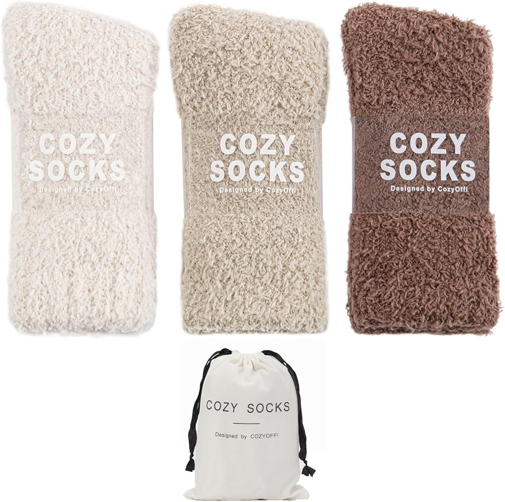 Cozy Socks for Women Gifts: 3 Pairs Luxe Cloud Fuzzy Socks for Home Sleep | Amazon (US)