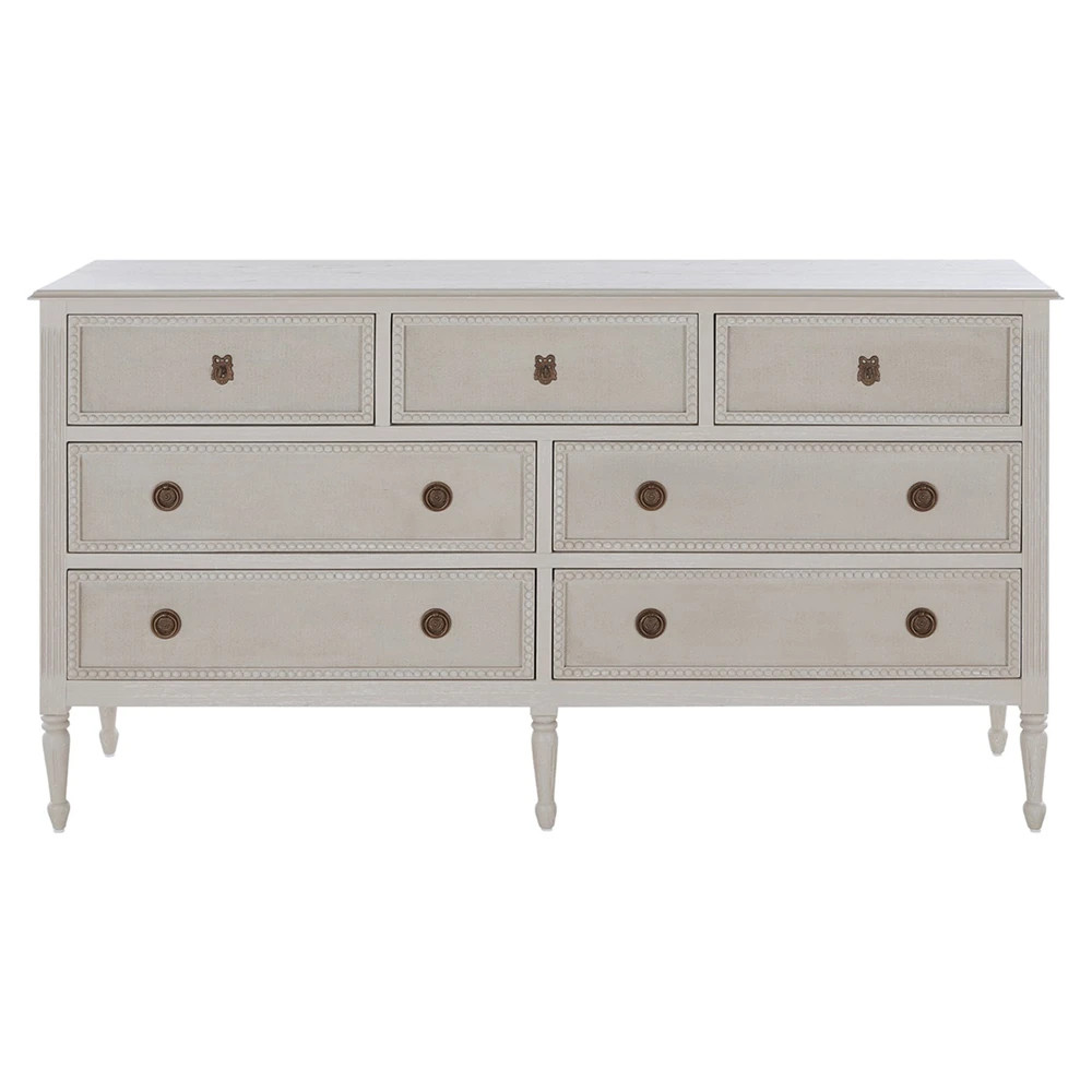 Caroline Updated Traditional Cerused White Oak Double Dresser | Kathy Kuo Home