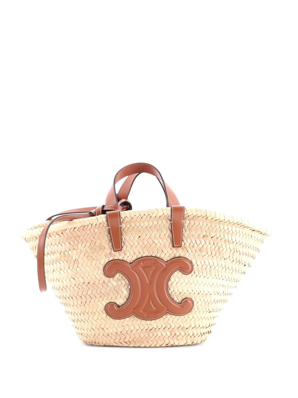 Celine Pre-Owned Triomphe Basket Shoulder Bag Raffia with Leather Medium tote bag - Brown | Farfetch Global