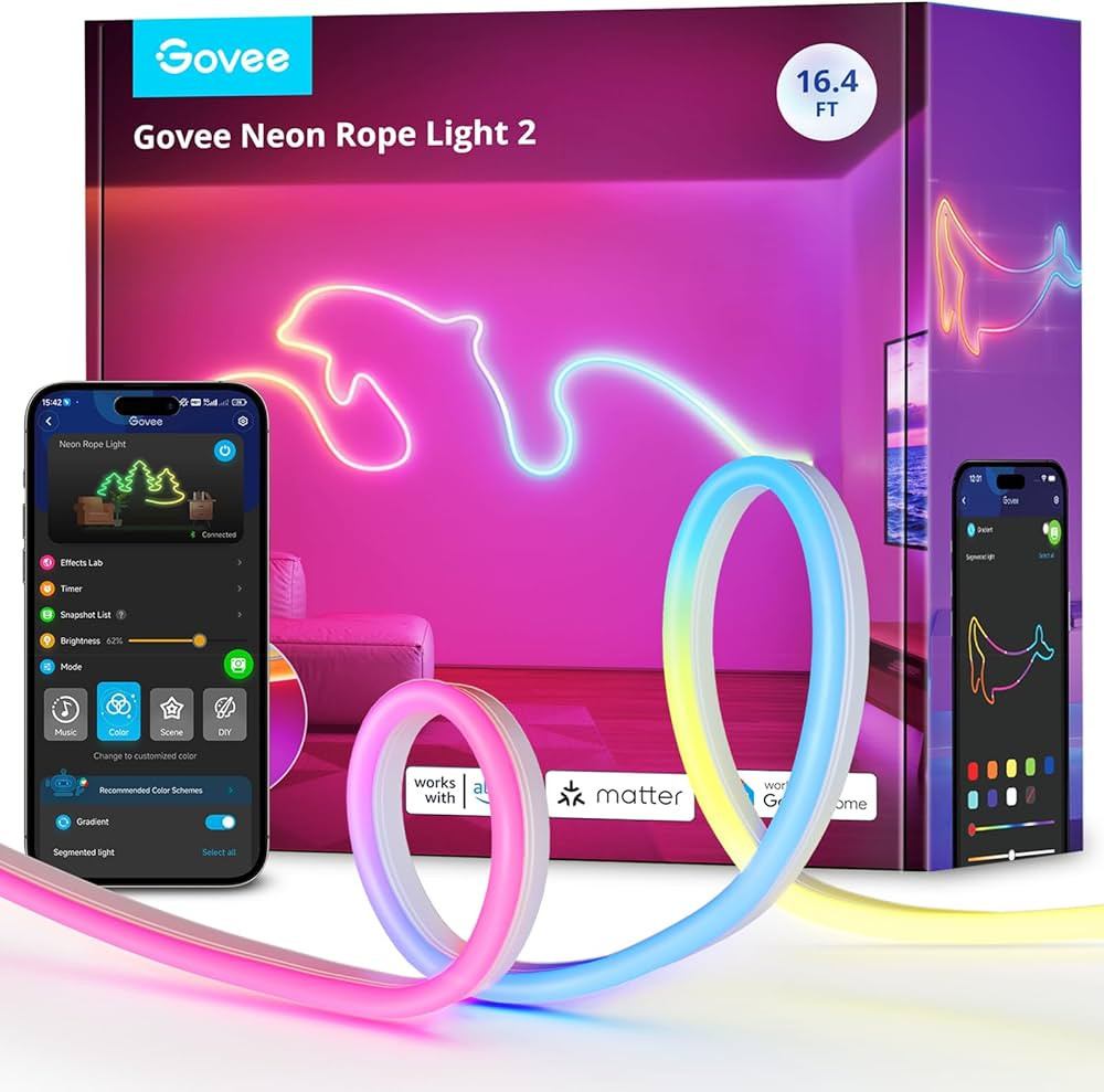 Govee RGBIC Neon Lights, LED Smart Neon Rope Light 2 Works with Matter, Alexa, Google Assistant, ... | Amazon (US)
