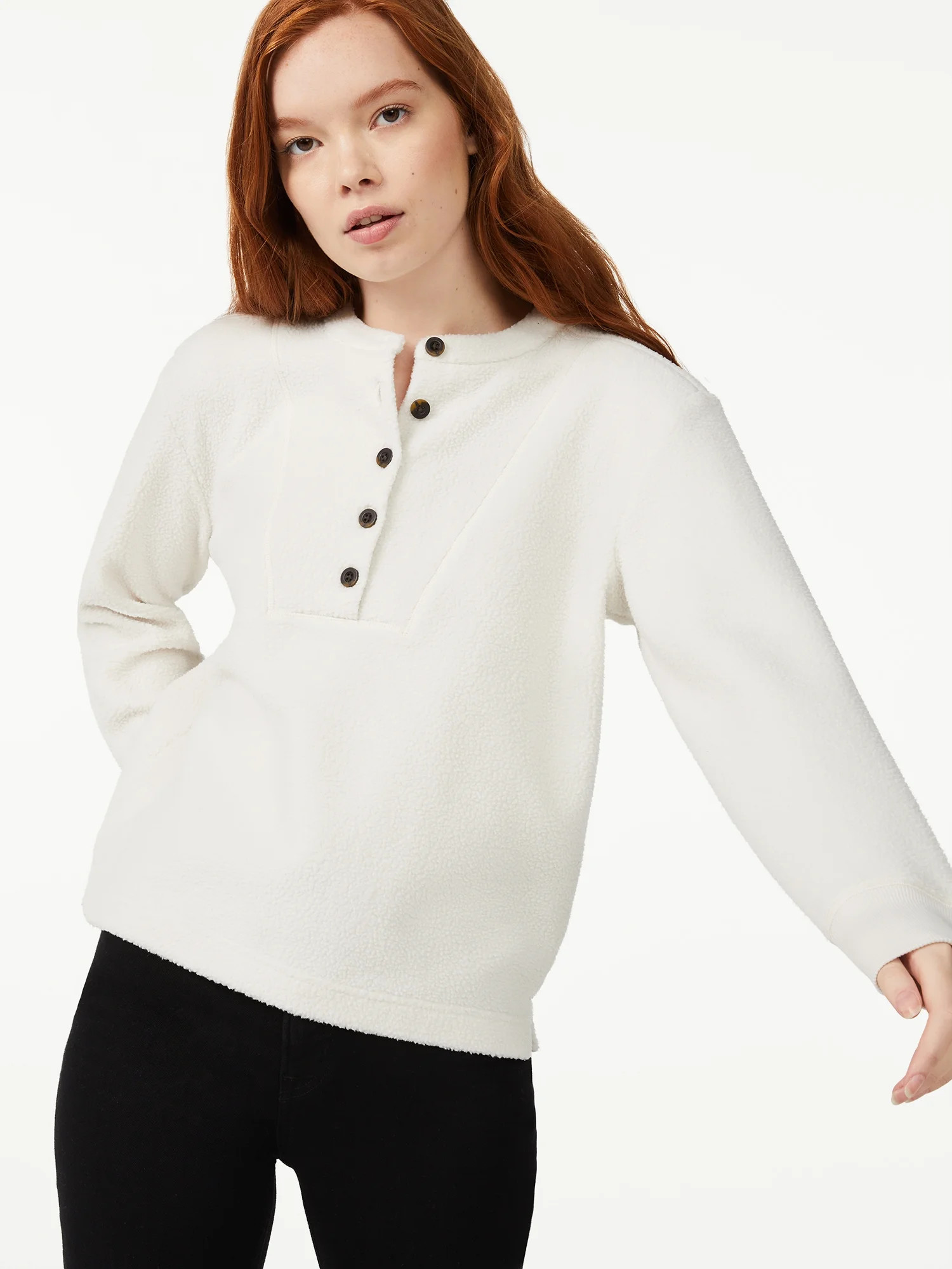 Free Assembly Women's Teddy Henley Top - Walmart.com | Walmart (US)