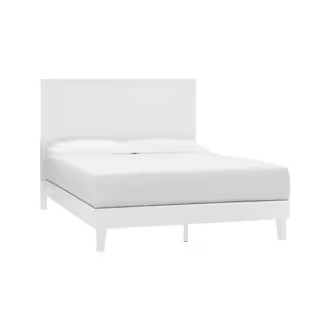 Granbury White Wood Queen Panel Bed (61.18 in. W x 48 in. H) | The Home Depot