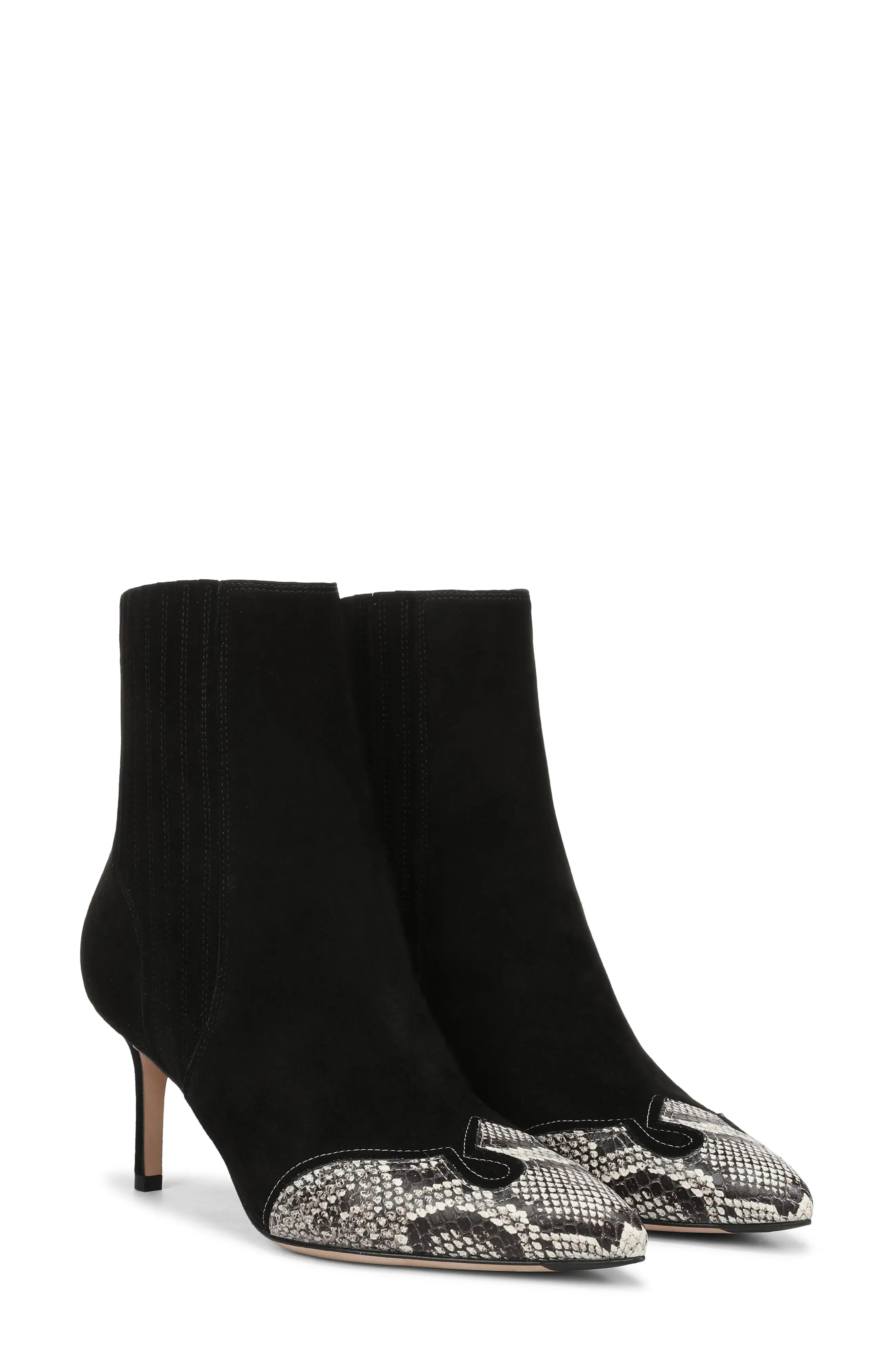 Veronica Beard Lisa Western Leather Bootie in Black Roccia Suede at Nordstrom, Size 6 | Nordstrom