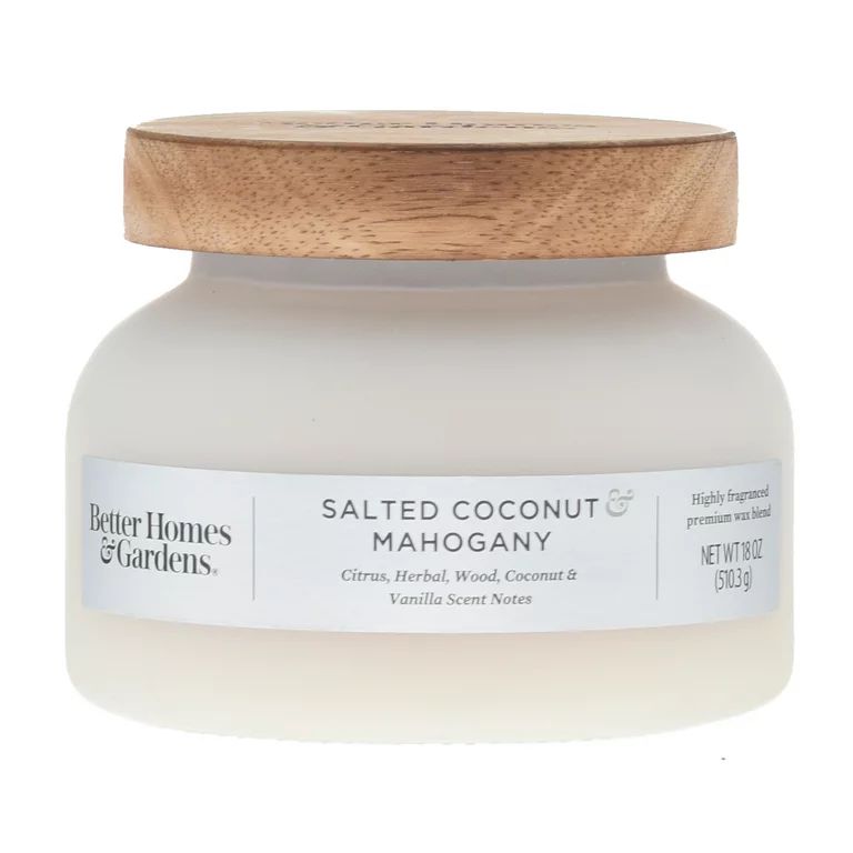 Better Homes & Gardens White Salted Coconut & Mahogany 18oz Scented 2-Wick Candle | Walmart (US)