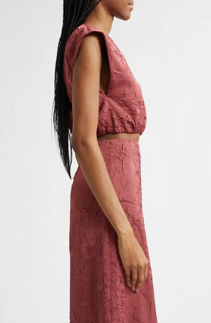 Gisella Crinkle Satin Crop Top | Nordstrom