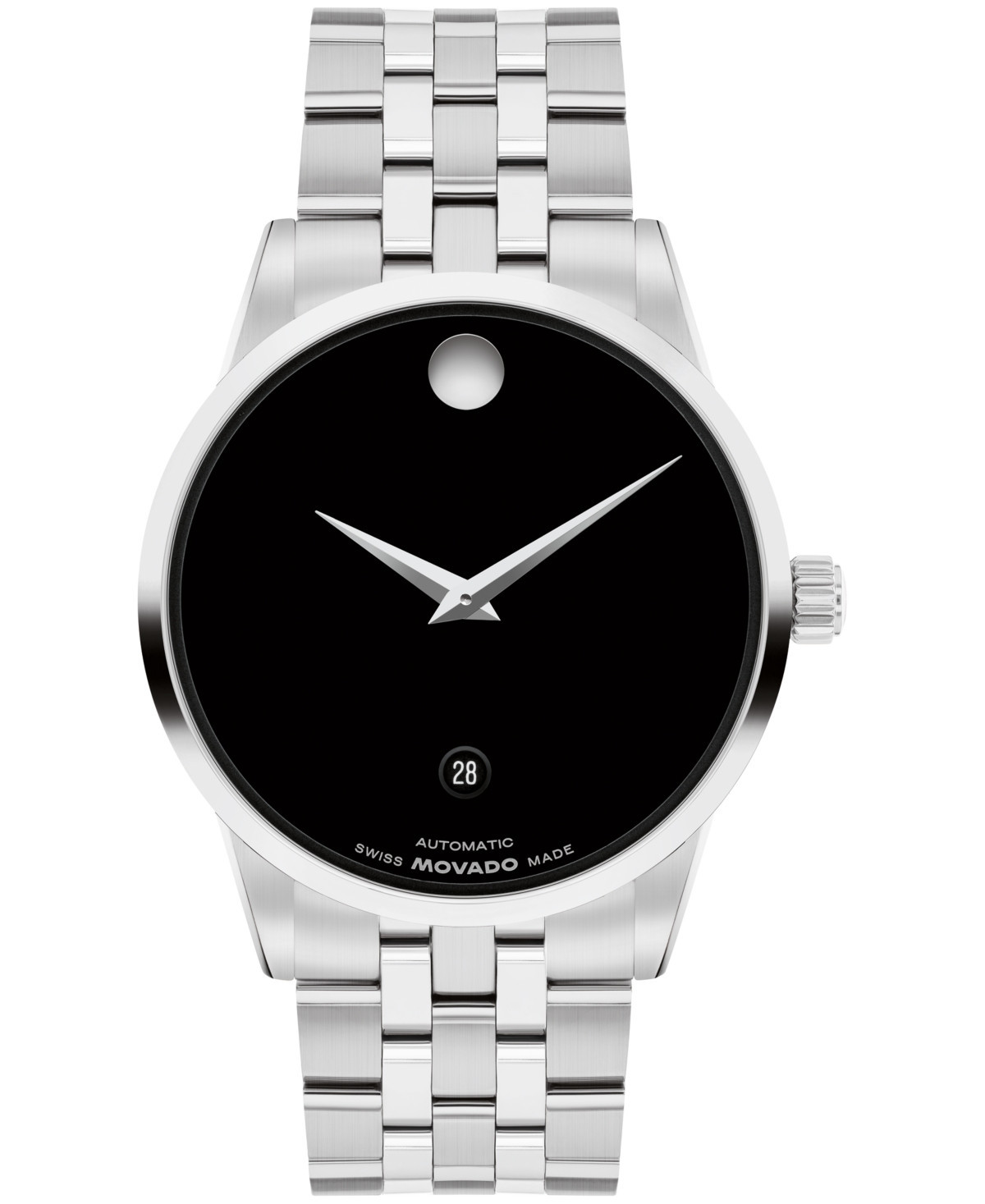 Movado Men's Museum Classic Swiss Automatic Stainless-Steel Watch, 40mm - Silver-Tone | Macy's