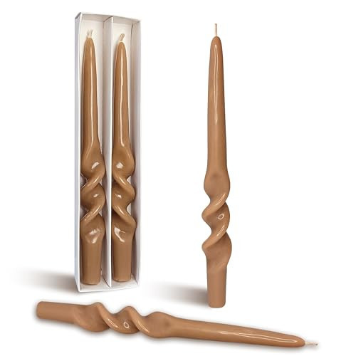 BALEAGCDL Twisted Taper Candle Smokeless Brown Spiral Candlesticks 9.5 Inch Unscented Handmade Dinner Candles Set for Holiday Wedding Party Home Decoration Seasons | Amazon (US)