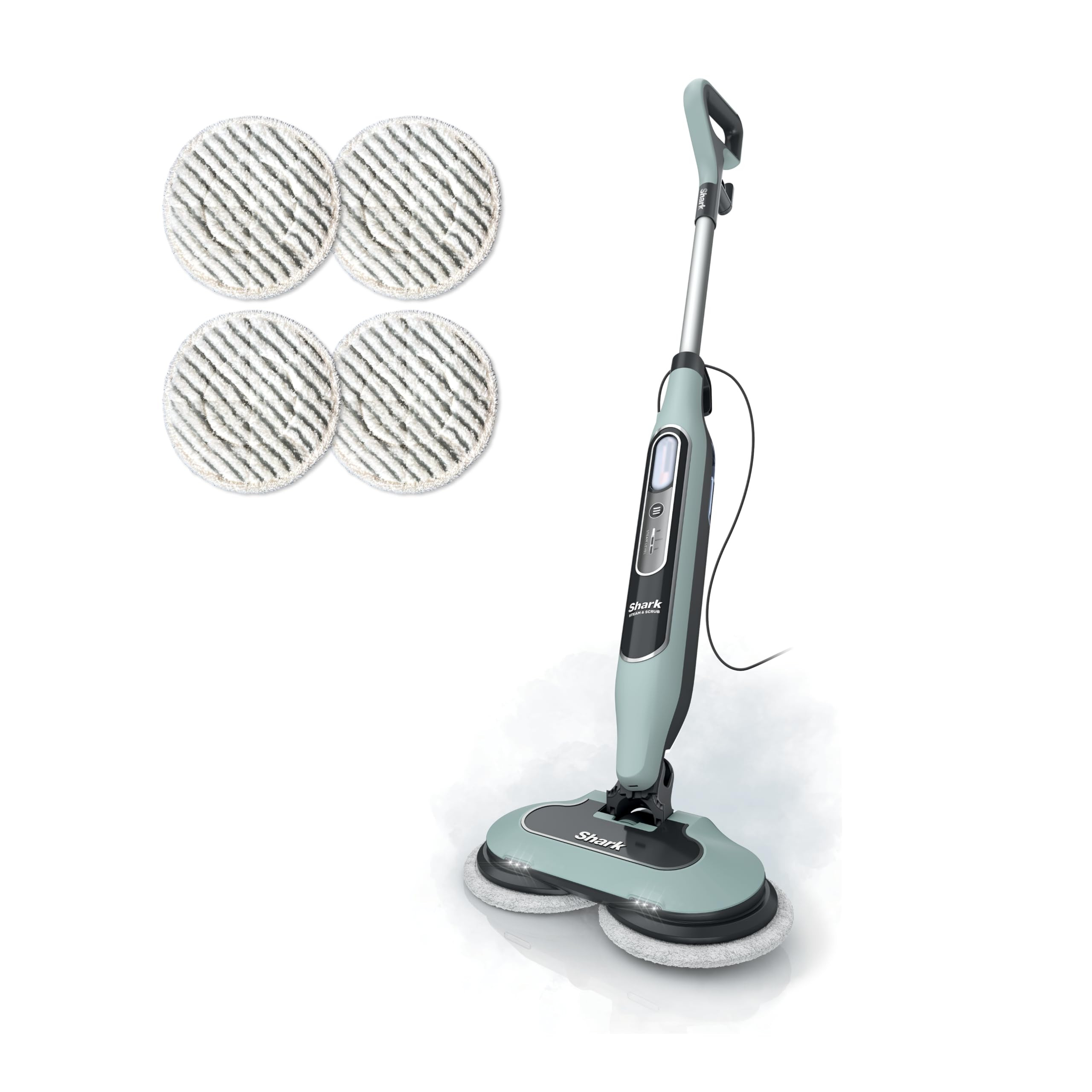 Shark Steam & Scrub Steam Mop, All-in-One Scrubbing and Sanitizing Hard Floor Cleaner, LED Headlights, 4 Dirt Grip Soft Scrub Pads Included, XL Water Tank, Swivel Steering, Hawaiian Grey, S8001 | Amazon (US)