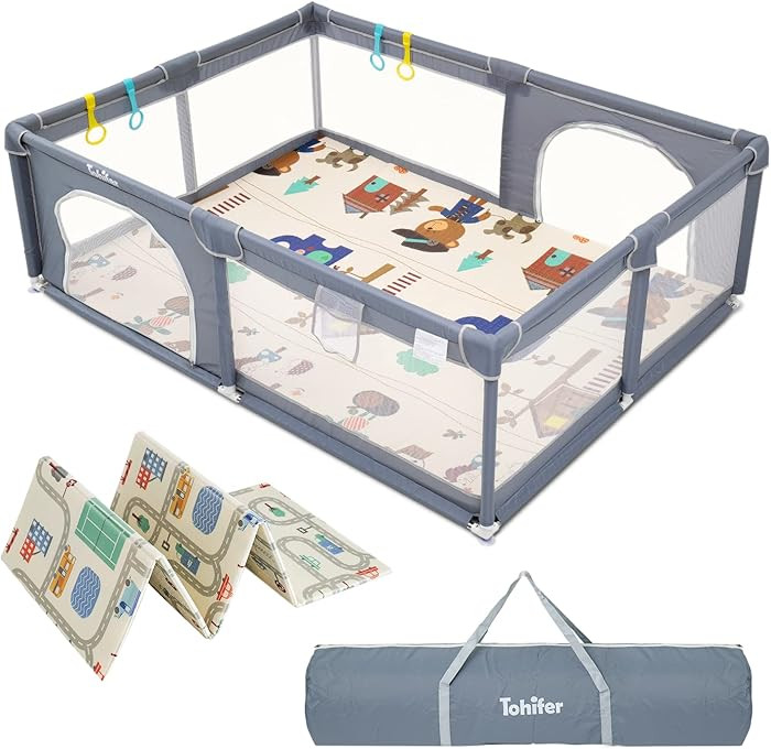 Baby Playpen with Mat, Large Baby Play Yard for Toddler, BPA-Free, Non-Toxic, Safe No Gaps Playar... | Amazon (US)