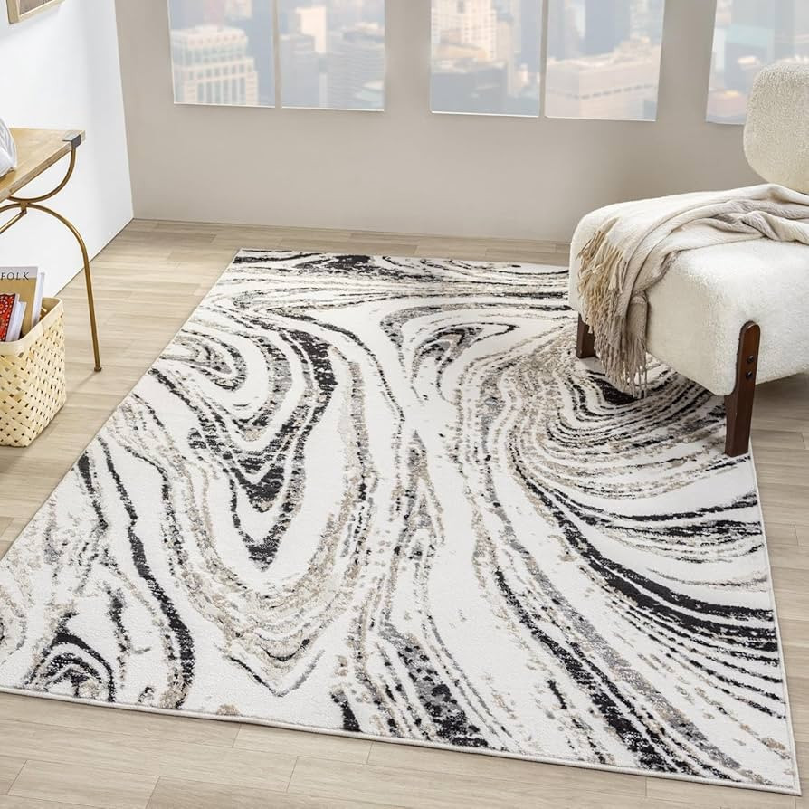 LUXE WEAVERS Modern Abstract Marble Gray 8x10 Area Rug, High Low Textured Living Room Carpet | Amazon (US)