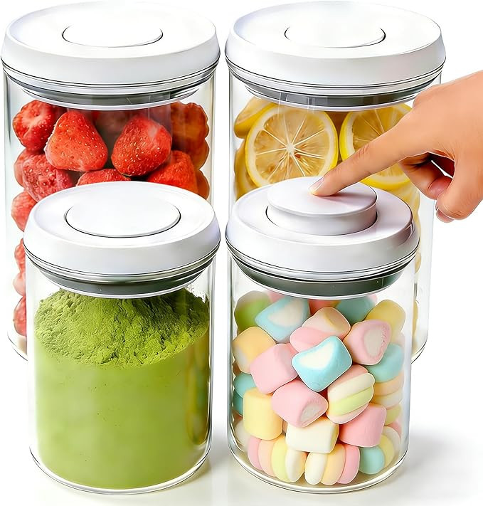 Airtight Pop Top Food Storage Container Sets with Lids 4Pcs Round Pop Containers for Kitchen Pant... | Amazon (US)