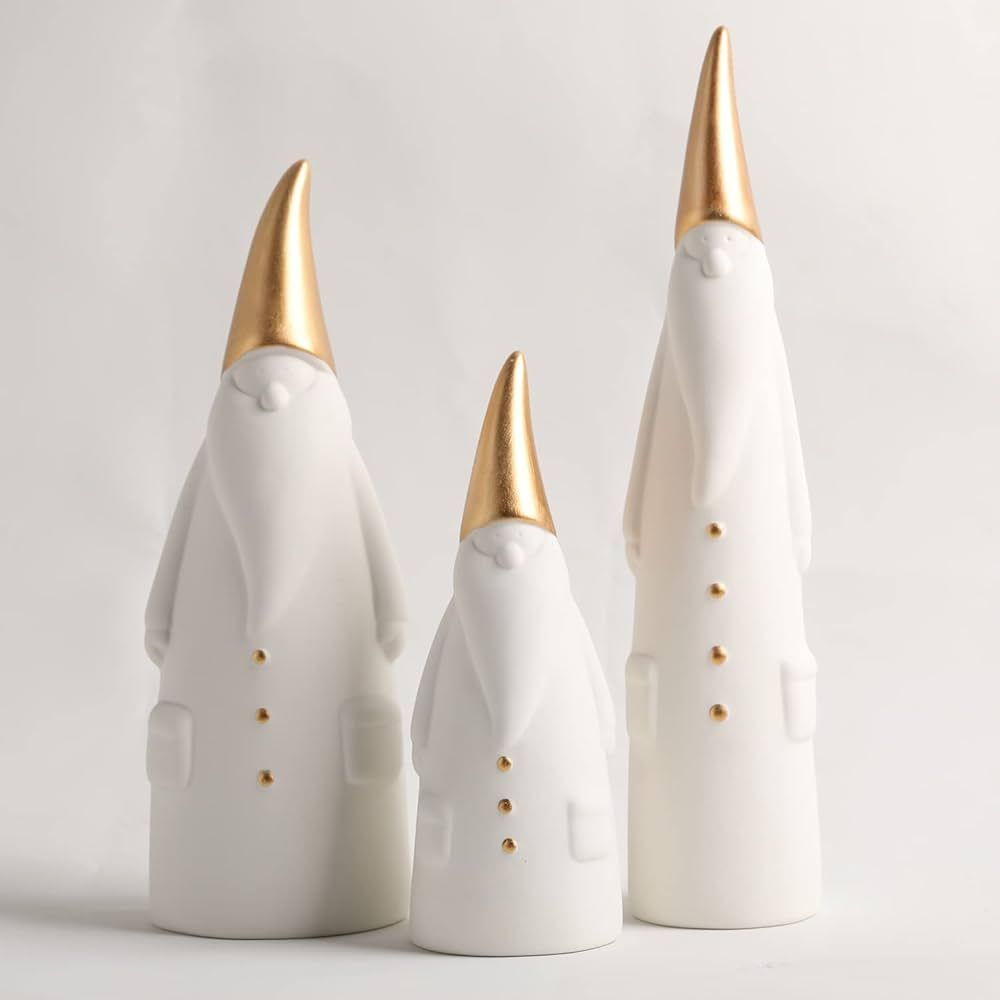 Ceramic Santa Claus for Christmas Decorations, Christmas Gnomes Santa Claus Figurines, Set of 3 S... | Amazon (US)