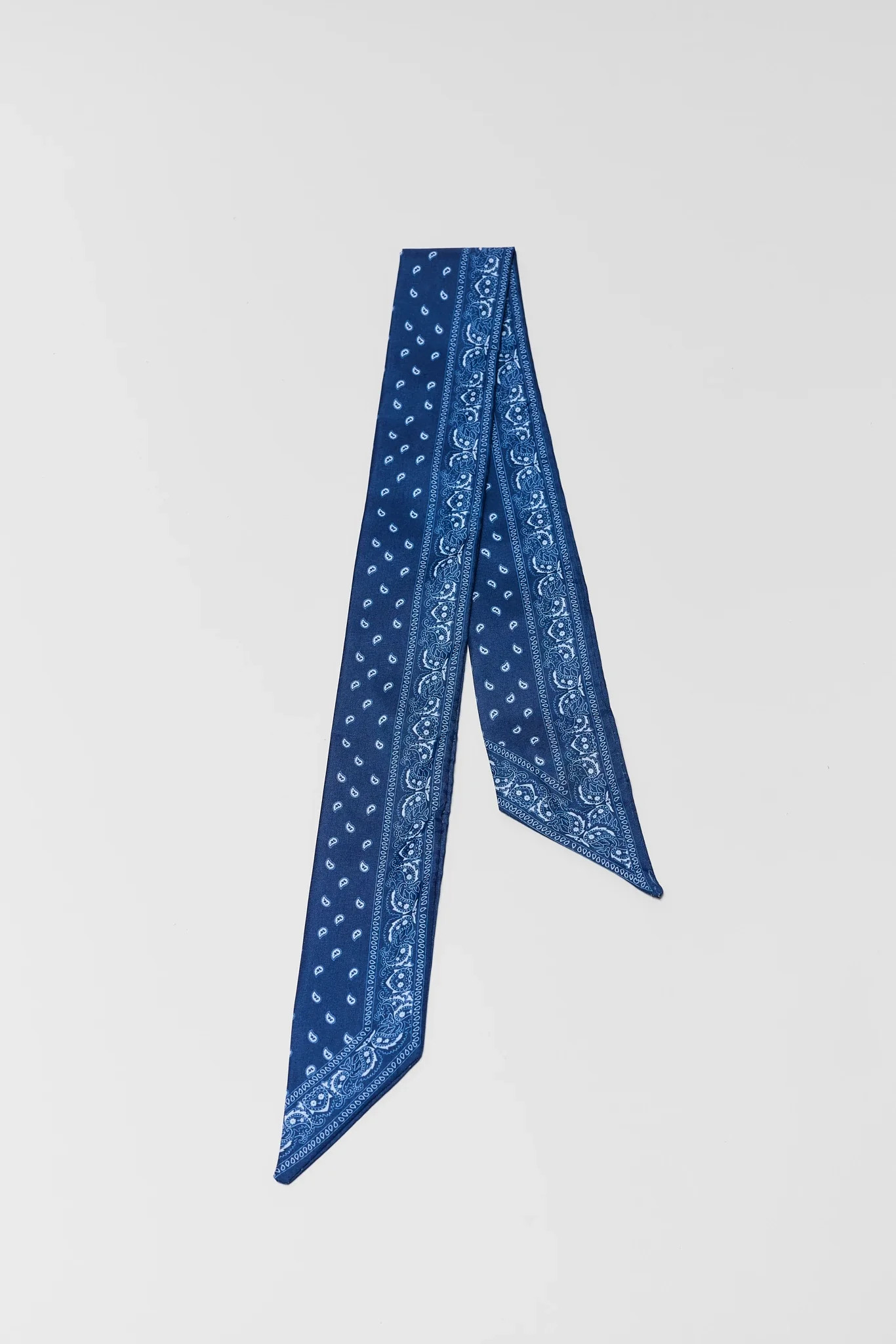 Blue Bandana Print Skinny Scarf | Avara