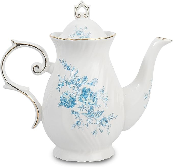tea pot ceramic, Porcelain teapot with lid, 38.8 Oz for Tea, Milk, Coffee, Flower tea(Blue) | Amazon (US)