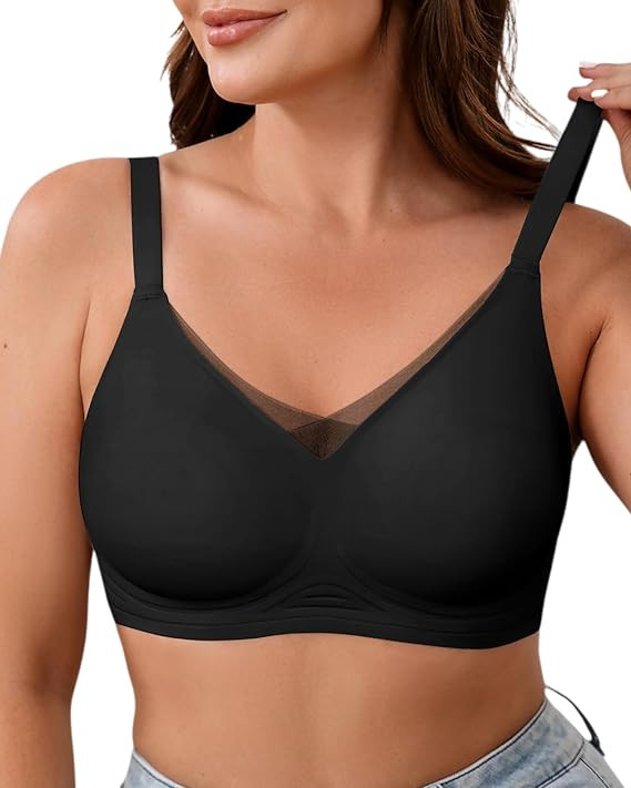Wireless Bras for Women No Underwire, M-2XL, Seamless V Mesh Bralette with Support, Comfortable E... | Amazon (US)