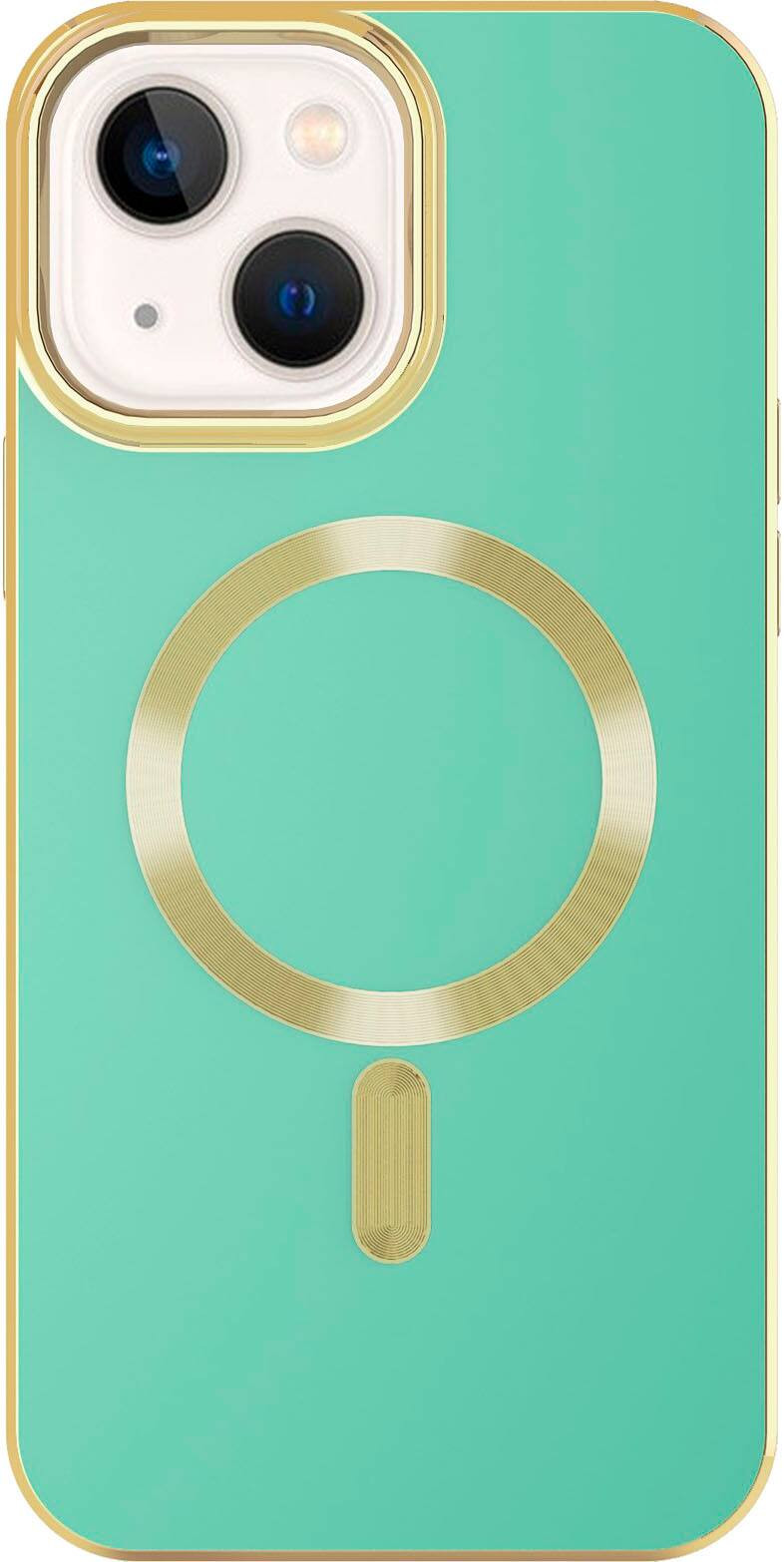 AMPD - Gold Bumper Soft Case with MagSafe for Apple iPhone 14 / iPhone 13 - Light Green | Best Buy U.S.
